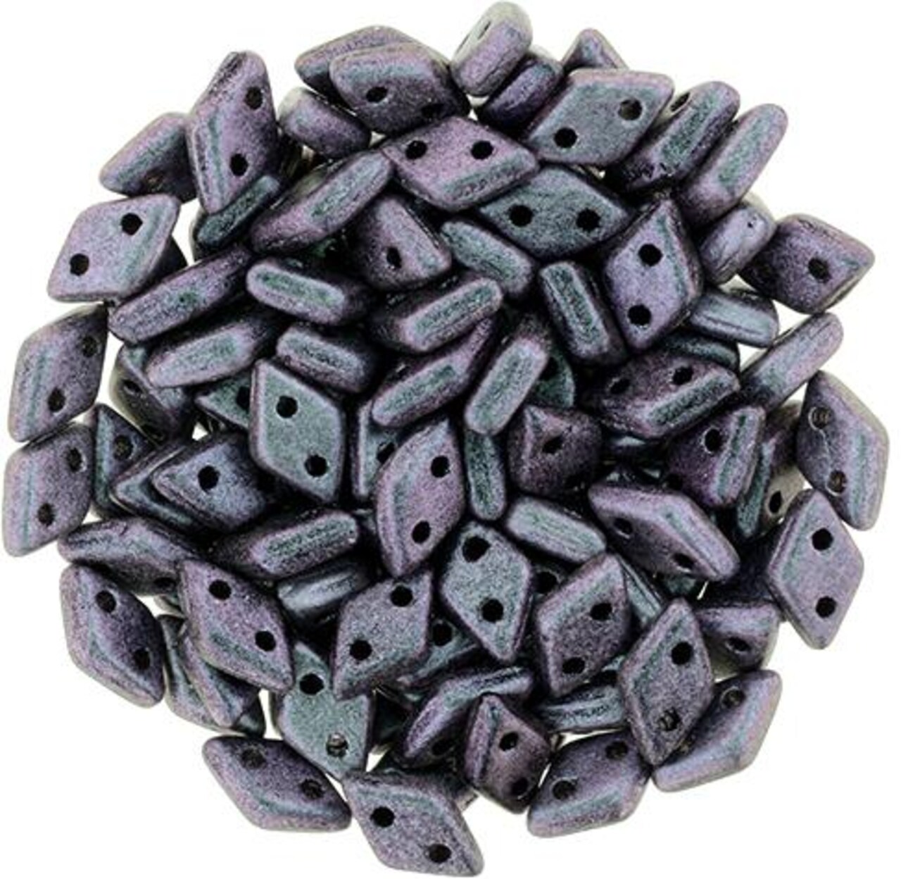 CzechMates Diamond 6.5 x 4mm Czech Glass Two Hole Bead, Polychrome - Orchid Aqua